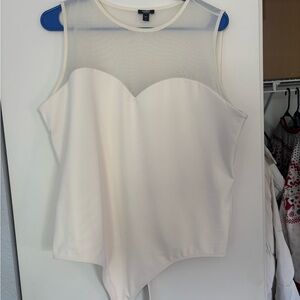 Express White Sheer Panel Bodysuit